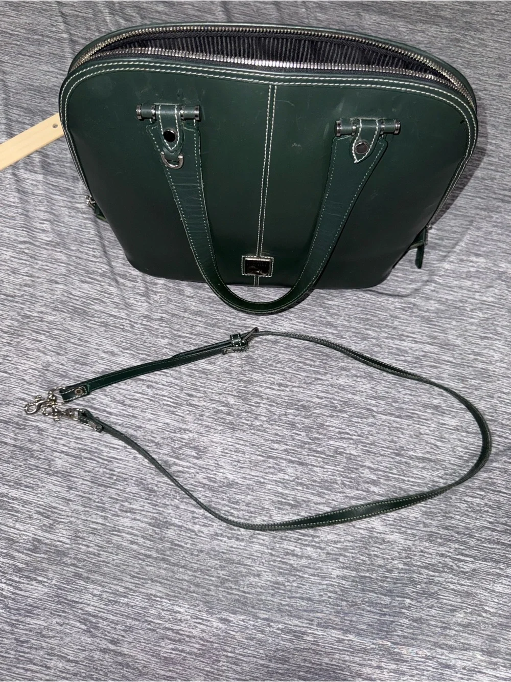 Dooney & Bourke Dark Green Leather Bintage Dome Satchel EUC - Picture 11 of 16